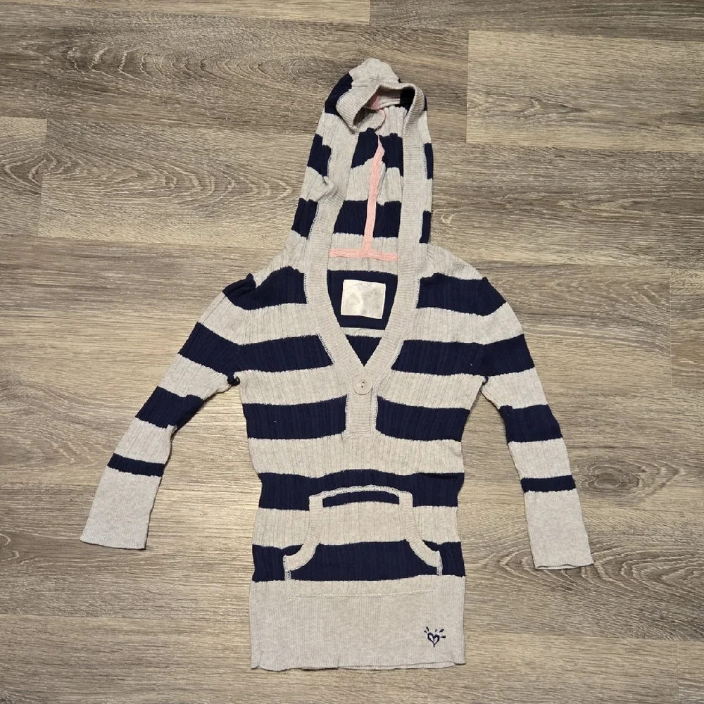 Justice Navy And Gray Hooded Sweater Sz 12
